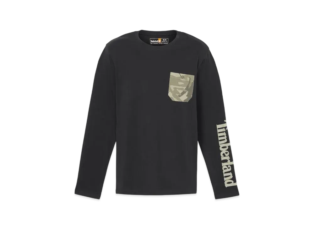 Timberland Men's Long Sleep Camo Pocket Tee "Black"