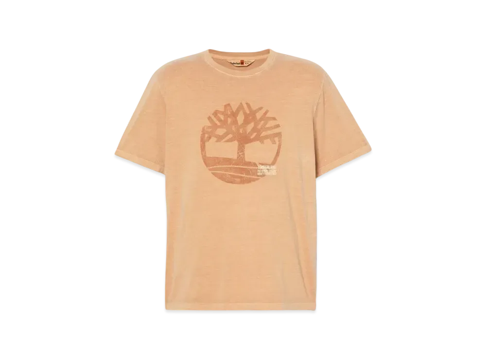 Timberland Men's Short Sleeve Garment Dye Logo Graphic Tee "Wheat"