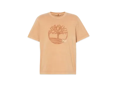 Timberland Men's Short Sleeve Garment Dye Logo Graphic Tee "Wheat"