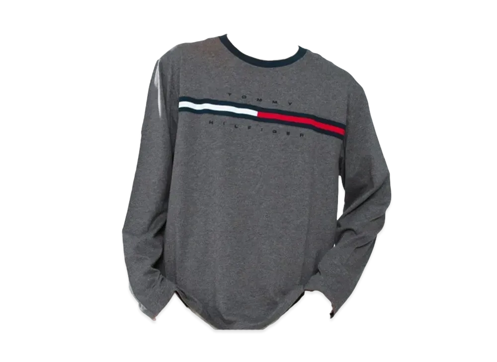 TOMMY HILFIGER Logo Long Sleeve T-Shirt / Tino Tee "Dark Gray"