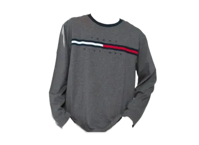 TOMMY HILFIGER Logo Long Sleeve T-Shirt / Tino Tee "Dark Gray"