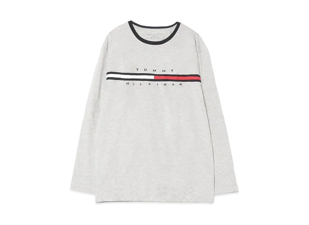 TOMMY HILFIGER Logo Long Sleeve T-Shirt / Tino Tee "Light Gray"
