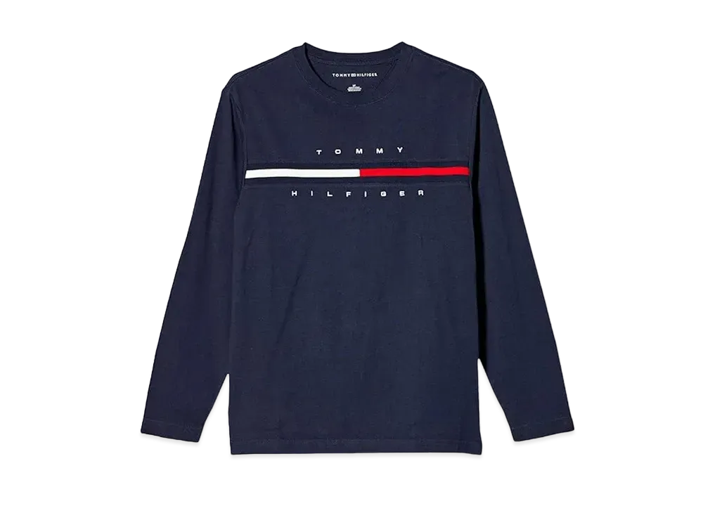 TOMMY HILFIGER Logo Long Sleeve T-Shirt / Tino Tee "Navy"