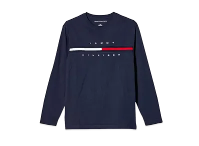 TOMMY HILFIGER Logo Long Sleeve T-Shirt / Tino Tee "Navy"
