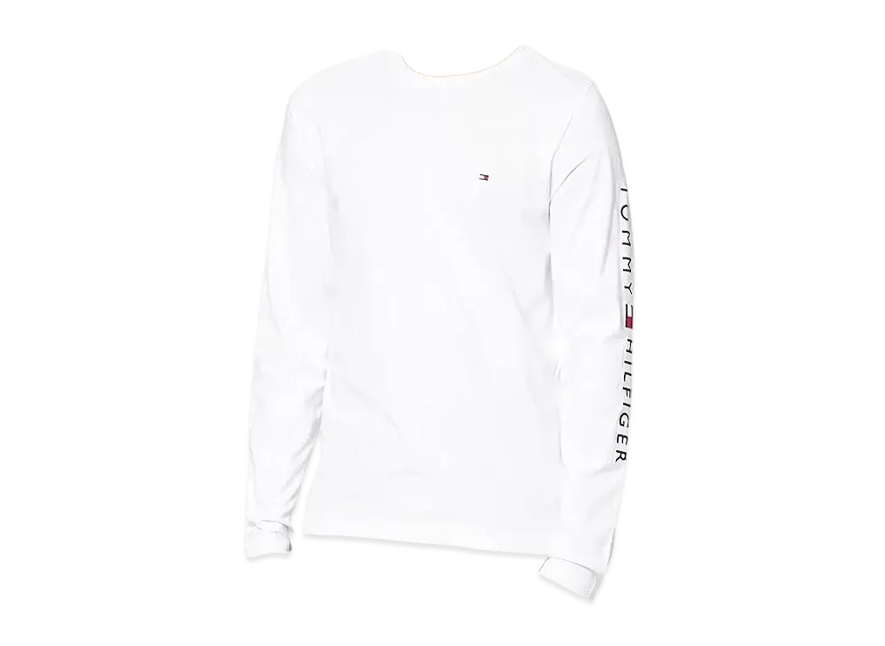 TOMMY HILFIGER Shoulder Logo Long Sleeve Tee "White"