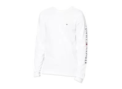 TOMMY HILFIGER Shoulder Logo Long Sleeve Tee "White"