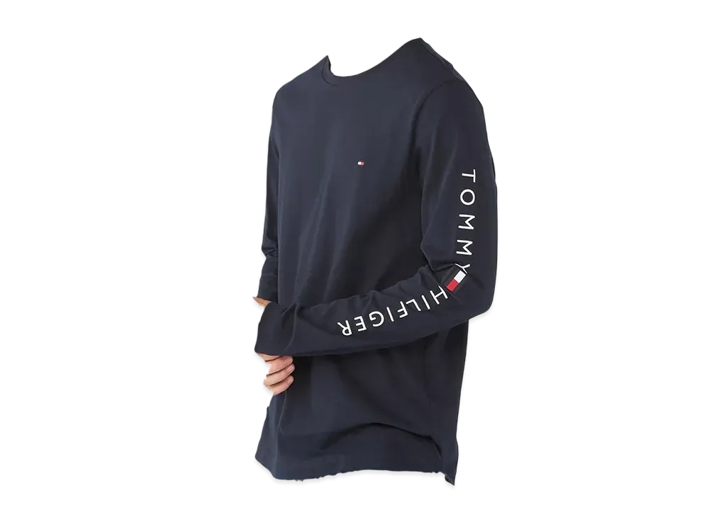 TOMMY HILFIGER Shoulder Logo Long Sleeve Tee "Navy"