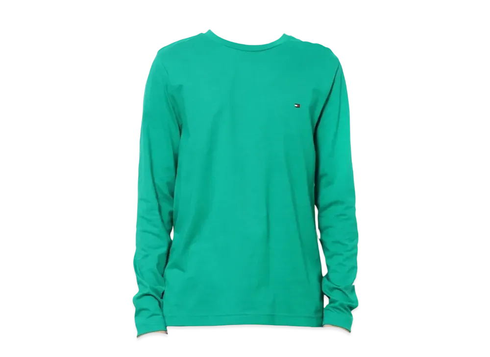 TOMMY HILFIGER Shoulder Logo Long Sleeve Tee "Green"