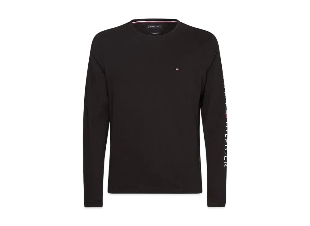 TOMMY HILFIGER Shoulder Logo Long Sleeve Tee "Black"