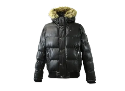 TOMMY HILFIGER Filled Pu Hoodie Jacket Us Model American Casual Eco Leather Men'S Outerwear Blouson "Black"