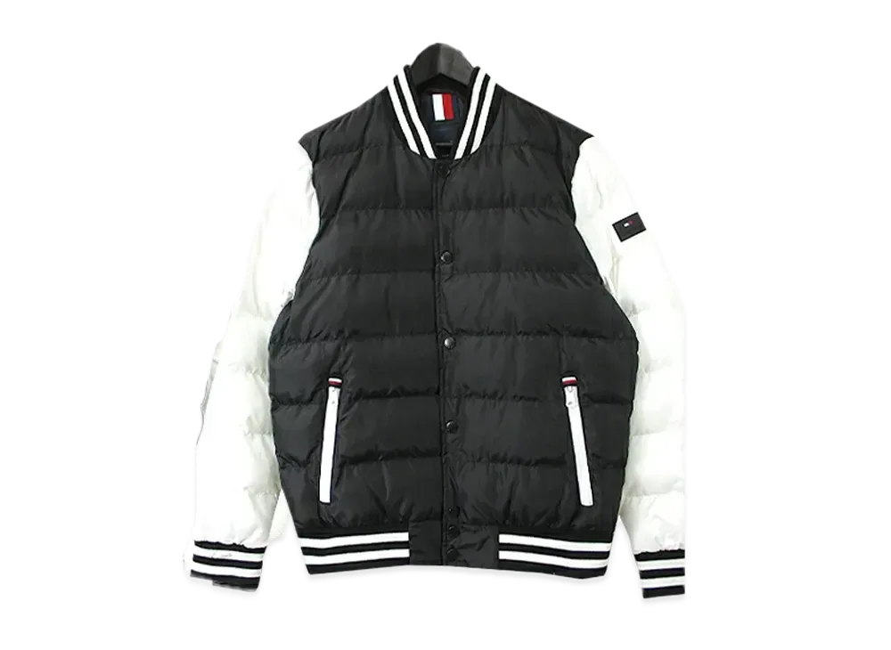 TOMMY HILFIGER Quilted Batting Varsity Bomber Jacket Us Model Stadium Jacket Sporty Bicolor "BlackSolid"