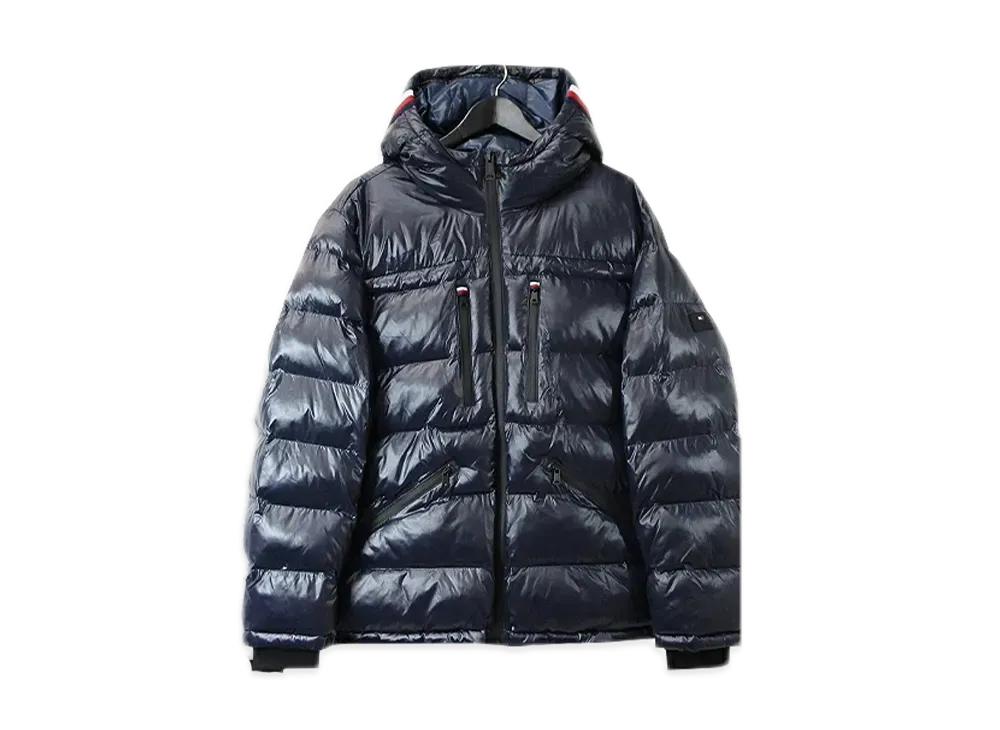 TOMMY HILFIGER Shiny Hoodie Puff Jacket Us Model Puff Blouson "Navy"
