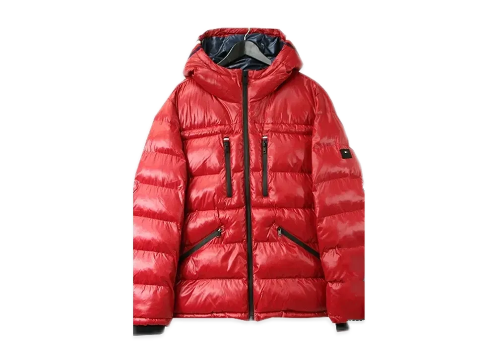 TOMMY HILFIGER Shiny Hoodie Puff Jacket Us Model Puff Blouson "Red"