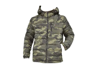 TOMMY HILFIGER Boa Hooded Big Letter Batting Puff Blouson Us Model American Casual Puff Jacket "Camo"