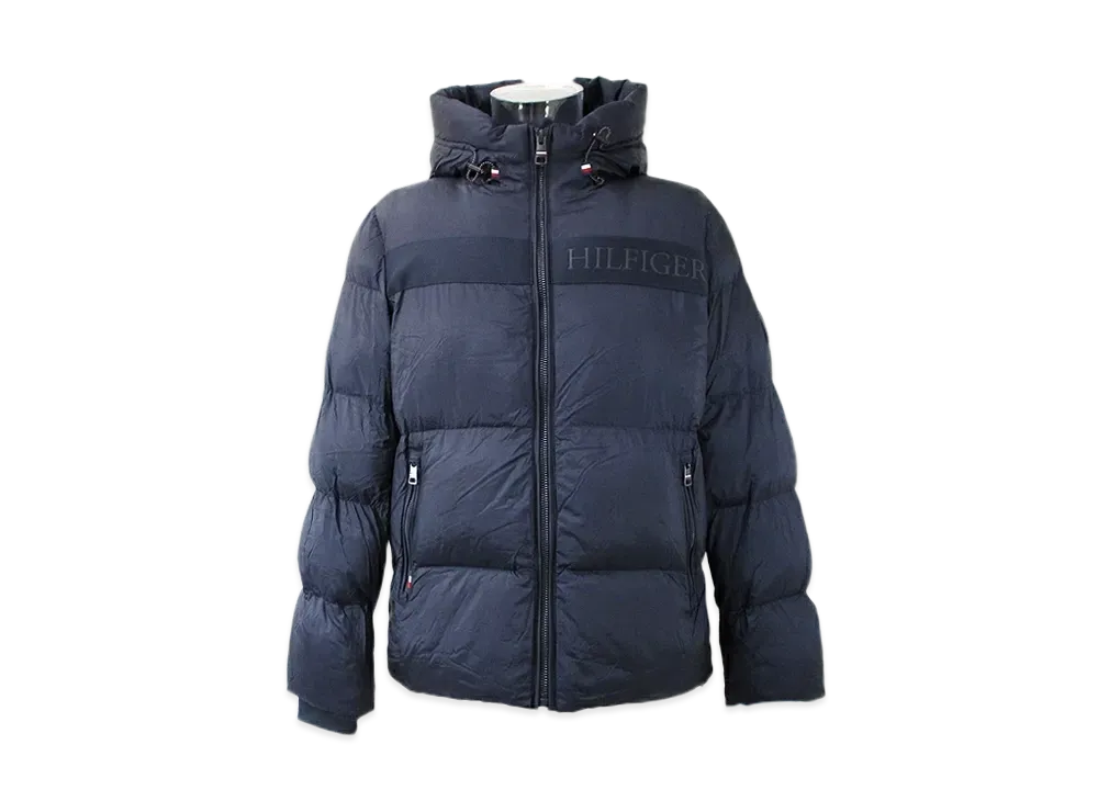 TOMMY HILFIGER Filled Down Puff Jacket New Ghost Print Puffer "Navy"