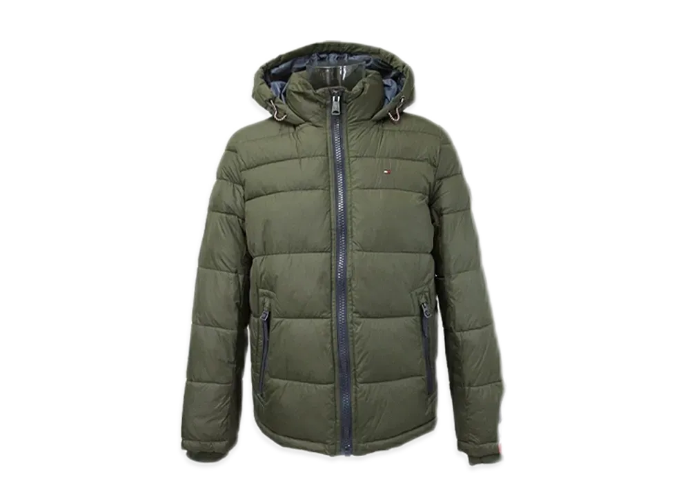 TOMMY HILFIGER Nylon Hooded Puff Blouson "Olive"
