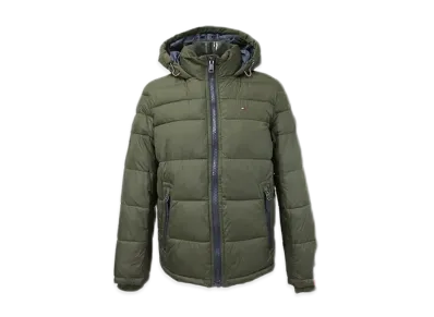 TOMMY HILFIGER Nylon Hooded Puff Blouson "Olive"
