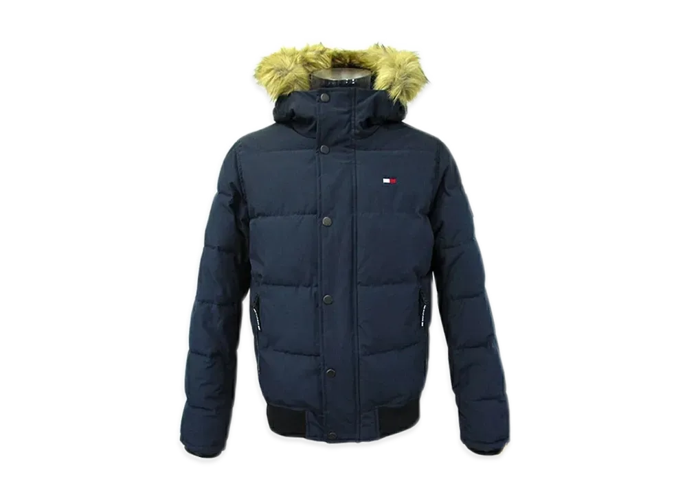 TOMMY HILFIGER Hooded Fur Padded Puff Jacket "Navy"