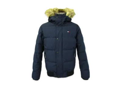 TOMMY HILFIGER Hooded Fur Padded Puff Jacket "Navy"