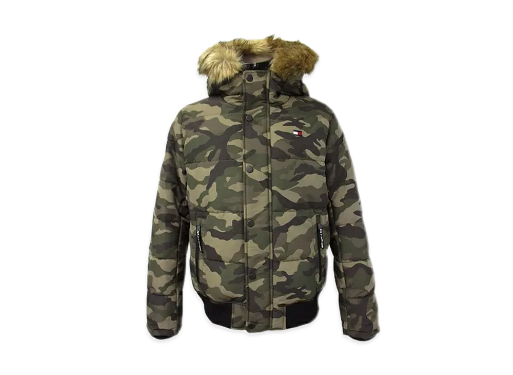 TOMMY HILFIGER Hooded Fur Padded Puff Jacket "Camouflage"