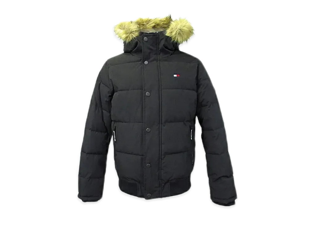 TOMMY HILFIGER Hooded Fur Padded Puff Jacket "Black"