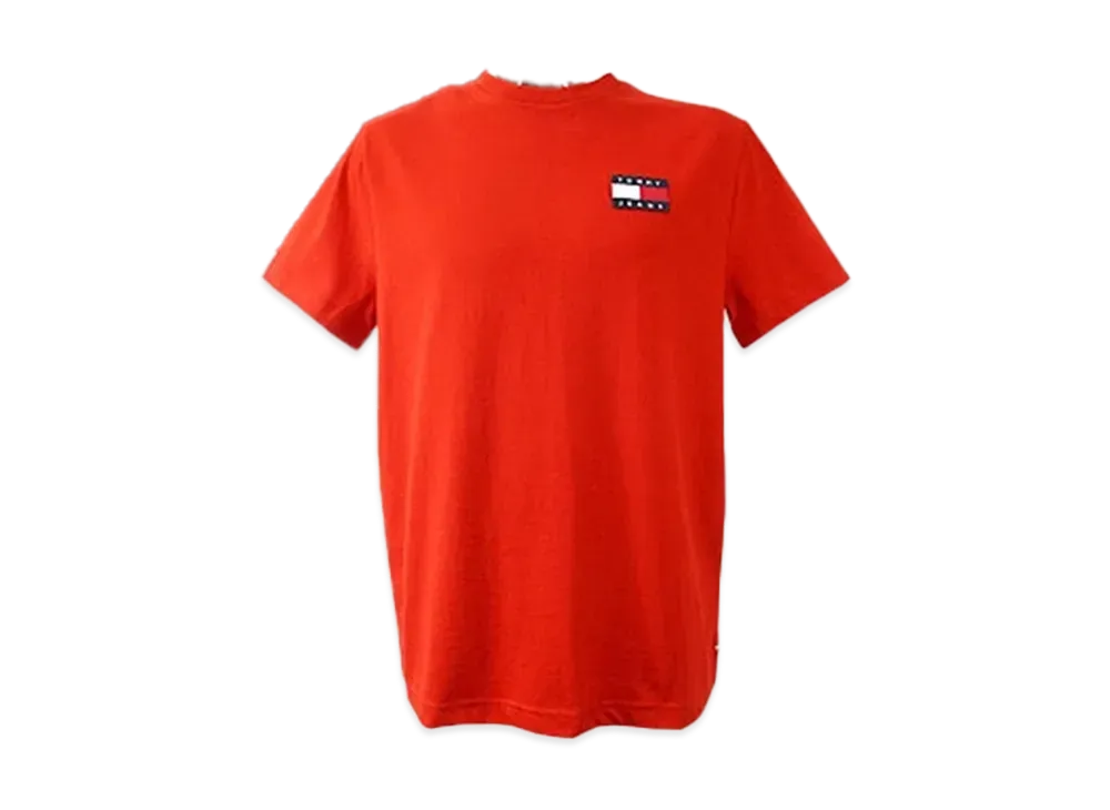 TOMMY JEANS Flag Logo Short Sleeve T-Shirt "Red"