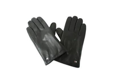 TOMMY HILFIGER Essential Flag Leather Gloves "Black"