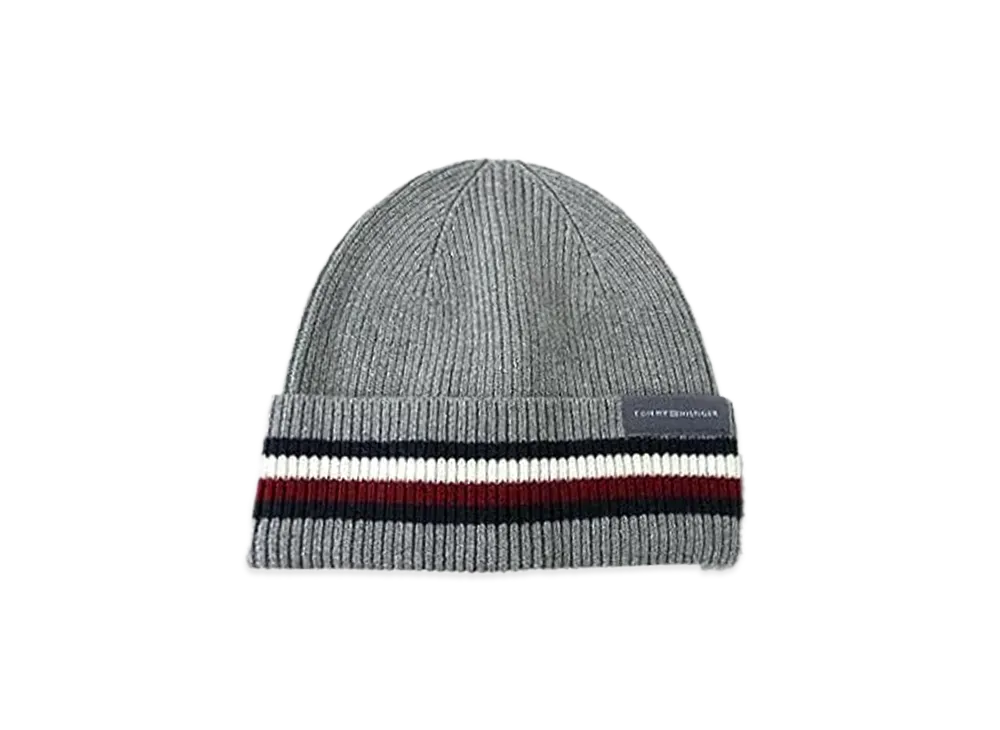 TOMMY HILFIGER Signature Logo Corporate Knit Beanie "GreyMelange"