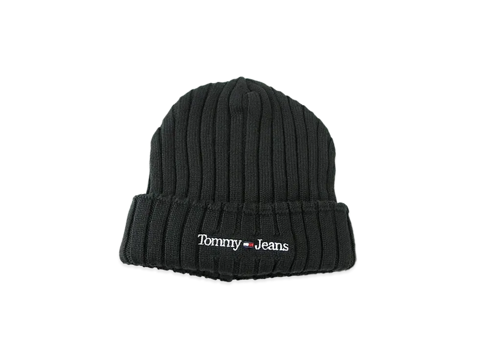 TOMMY JEANS Sports Elevated Rib Knit Long Beanie "Black"