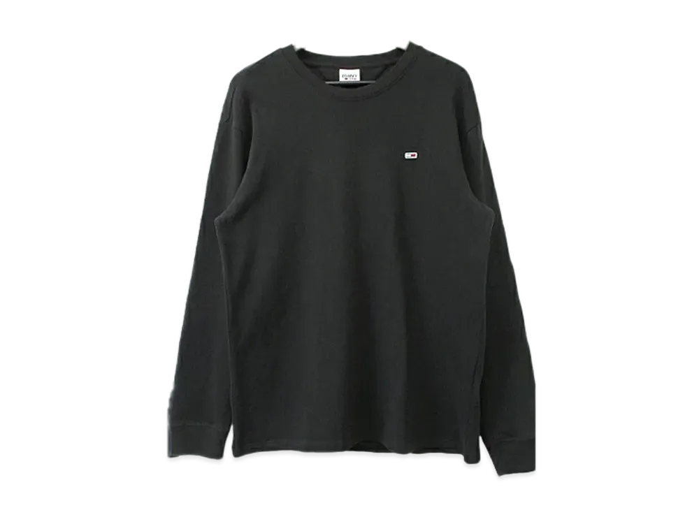 TOMMY JEANS Serif Linear Long Sleeve Chest Logo T-Shirt Eu Model "Black"