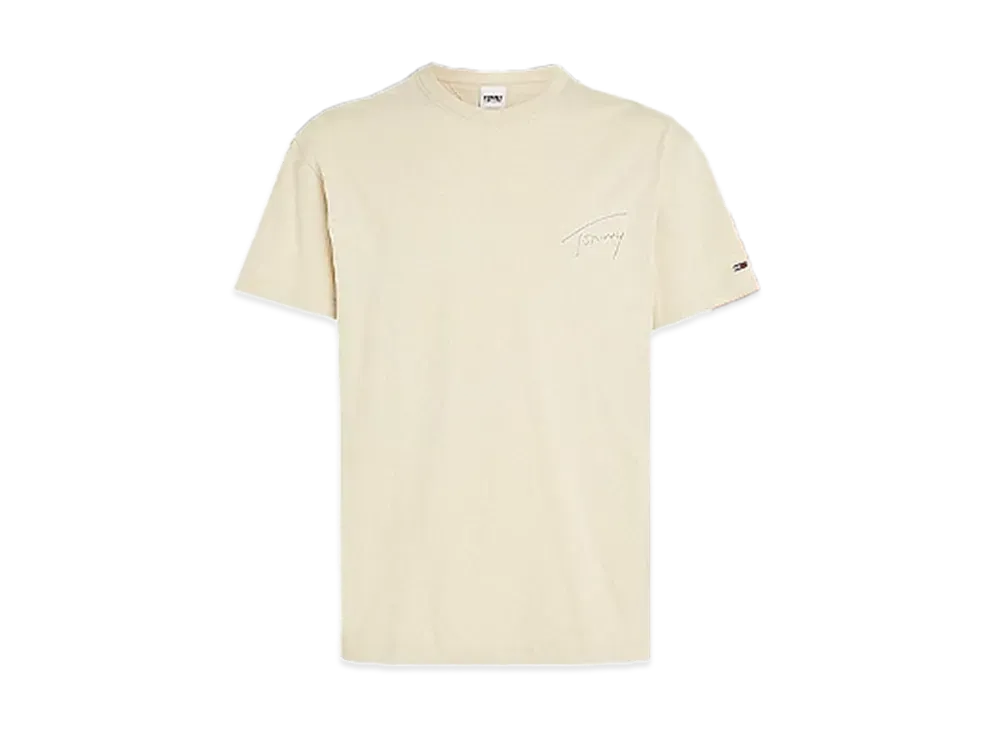 TOMMY JEANS Signature Logo Crew Neck Short Sleeve T-Shirt "ClassicBeige"