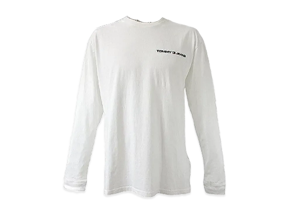 TOMMY JEANS Chest Logo Embroidery Long Sleeve T-Shirt "White"
