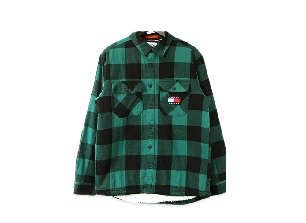 TOMMY JEANS Back Boa Overcheck Shirt "DarkTurfGreen/Check"