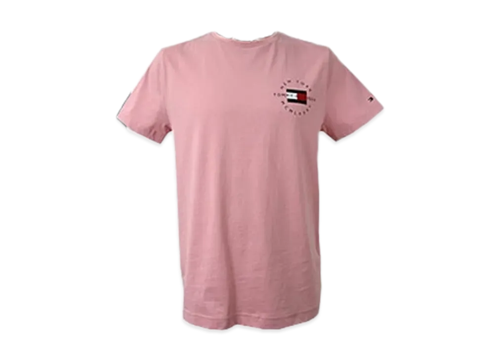 TOMMY HILFIGER Circle Print T-Shirt American Casual Crew Neck "GlacierPink"