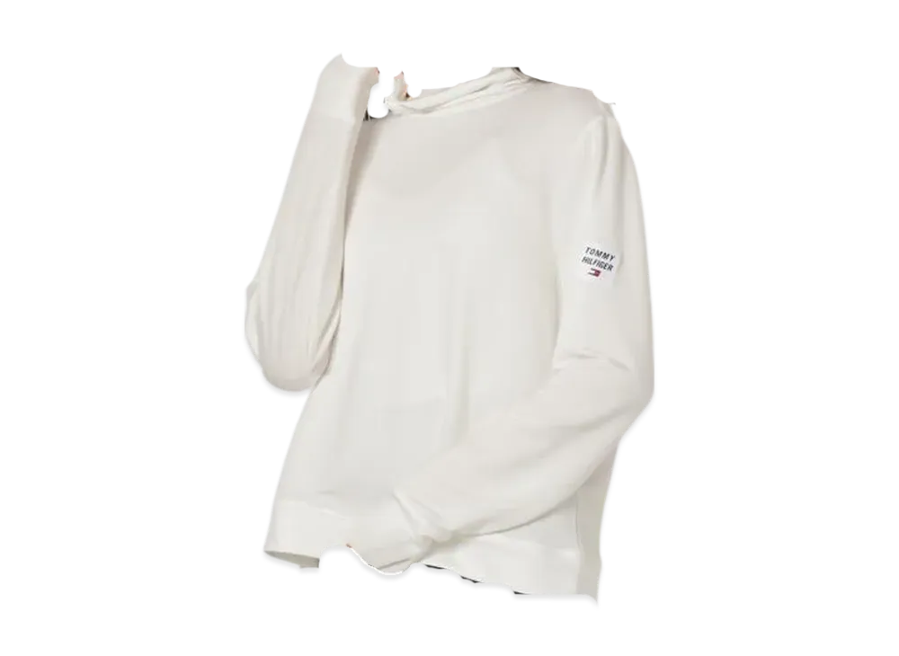 TOMMY HILFIGER Sport French Terry Cowl Neck Logo Sleeve Pullover "Eggshell"