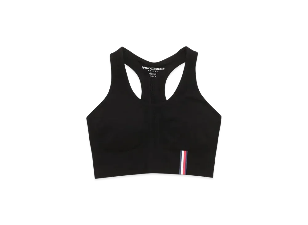 TOMMY HILFIGER Seamless Scoop Neck Logo Sport Bra "Black"