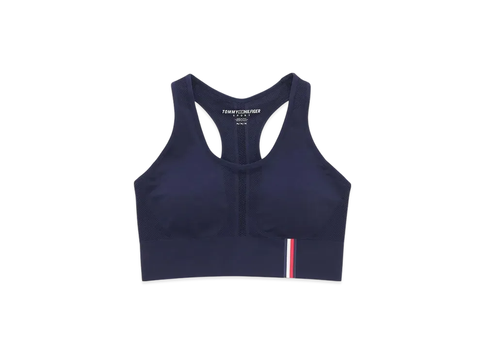 TOMMY HILFIGER Seamless Scoop Neck Logo Sport Bra "Navy"