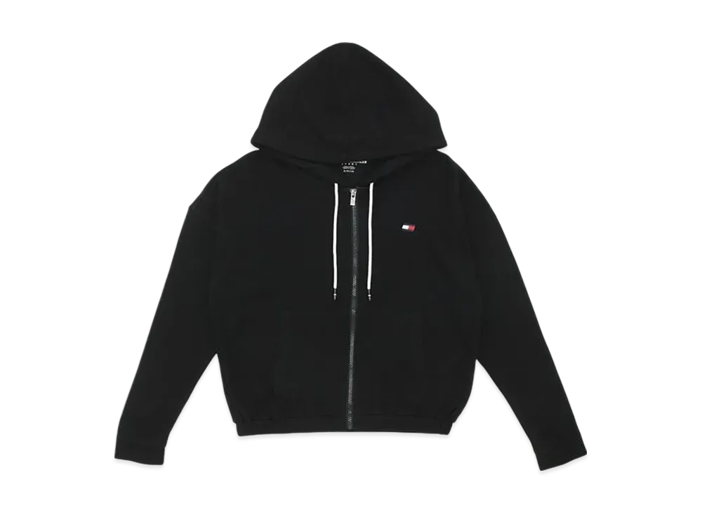 TOMMY HILFIGER Full Zip Cropped Hoodie "Black"