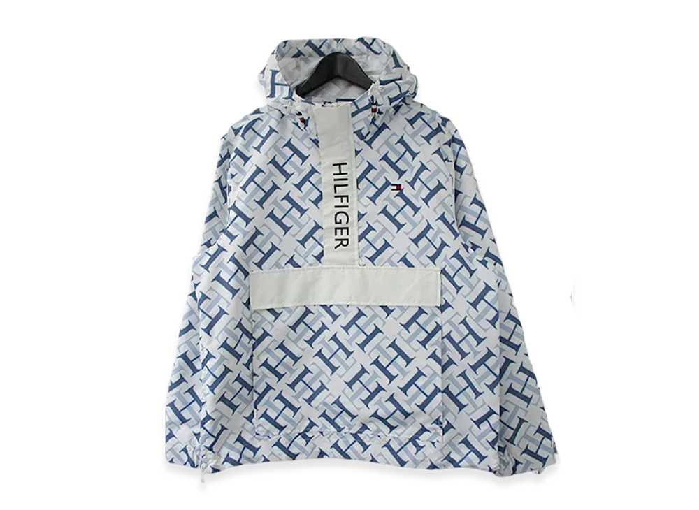 TOMMY HILFIGER Nylon Half Zip Anorak Parka "White Monogram"