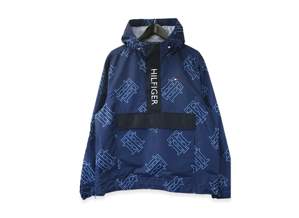 TOMMY HILFIGER Nylon Half Zip Anorak Parka "Navy Monogram"