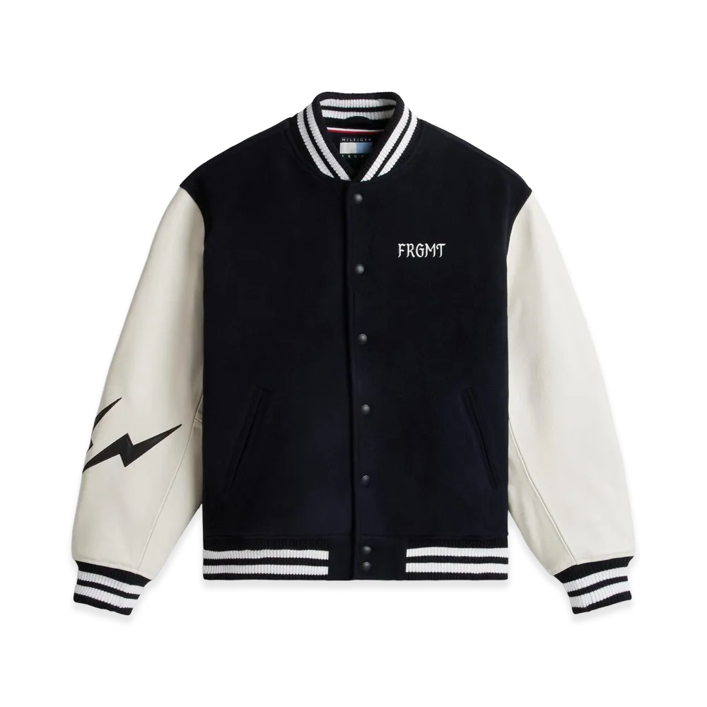 TOMMY HILFIGER x FRAGMENT Leather Varsity Jacket "White"