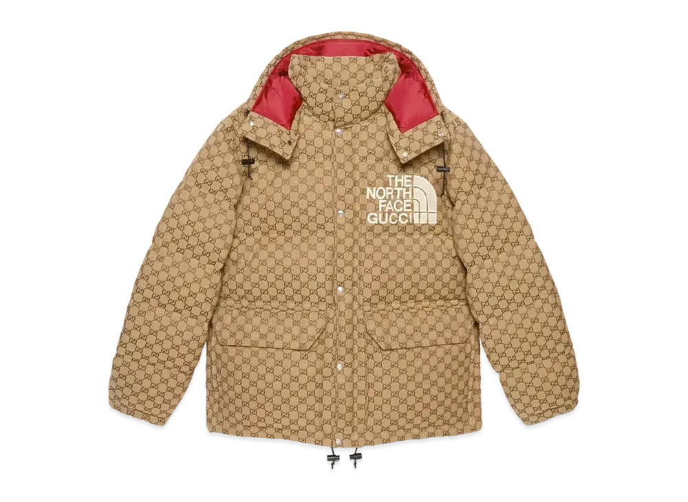 Gucci x The North Face Logo Enbriderie Down Jacket "Beige Ebony"