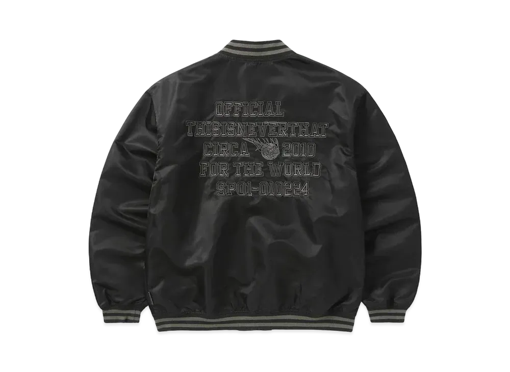 thisisneverthat Satin Varsity Jacket "Black"