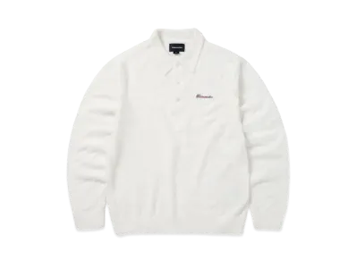 thisisneverthat Script Shaggy Knit Polo "Off White"
