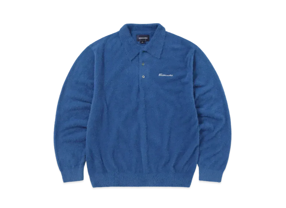 thisisneverthat Script Shaggy Knit Polo "Blue"