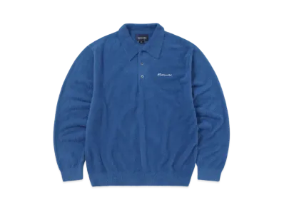 thisisneverthat Script Shaggy Knit Polo "Blue"