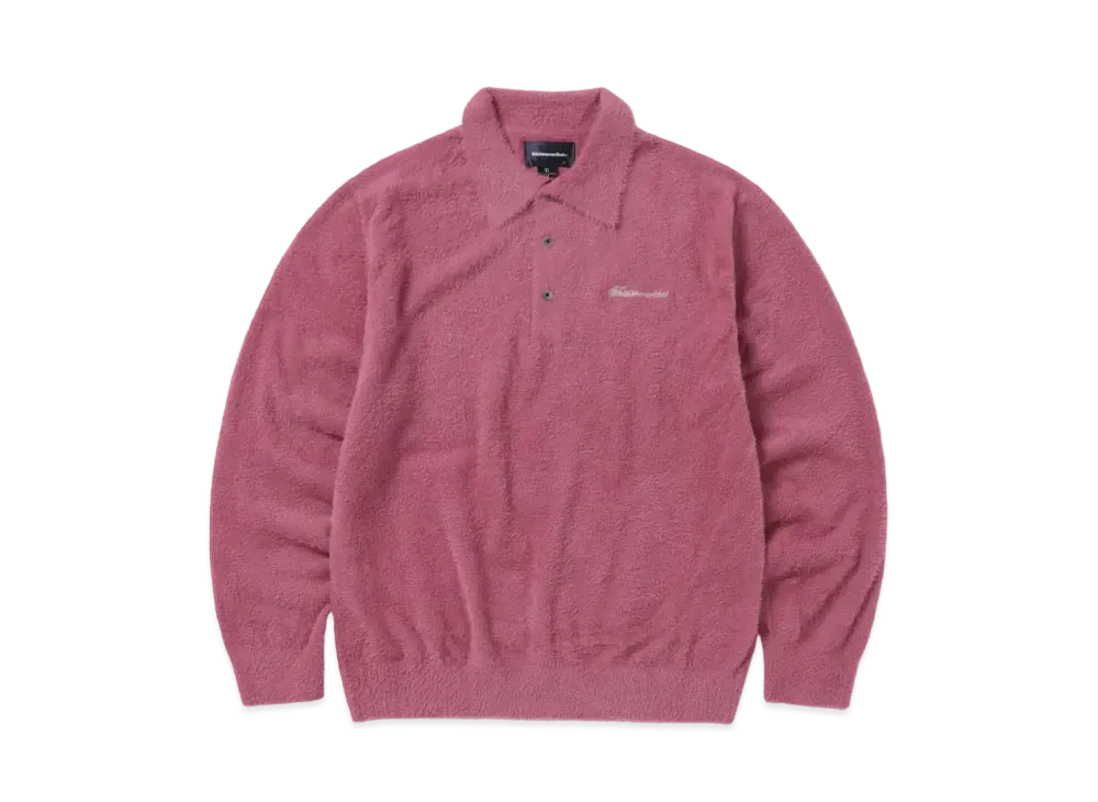 thisisneverthat Script Shaggy Knit Polo "Plum"