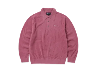 thisisneverthat Script Shaggy Knit Polo "Plum"
