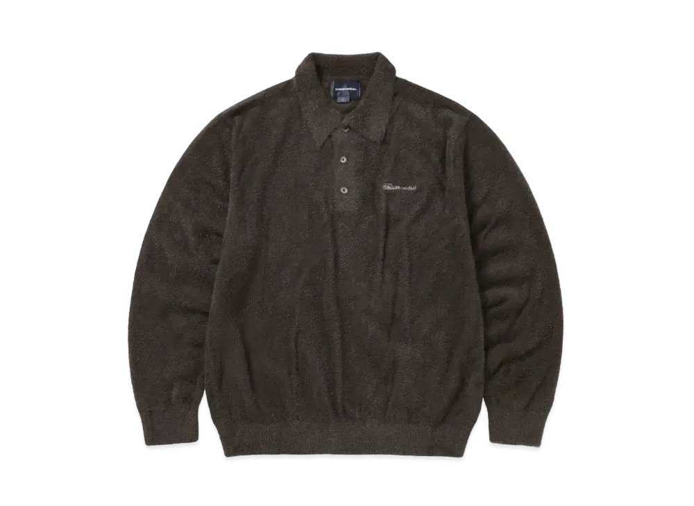 thisisneverthat Script Shaggy Knit Polo "Dark Brown"