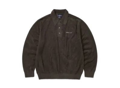 thisisneverthat Script Shaggy Knit Polo "Dark Brown"